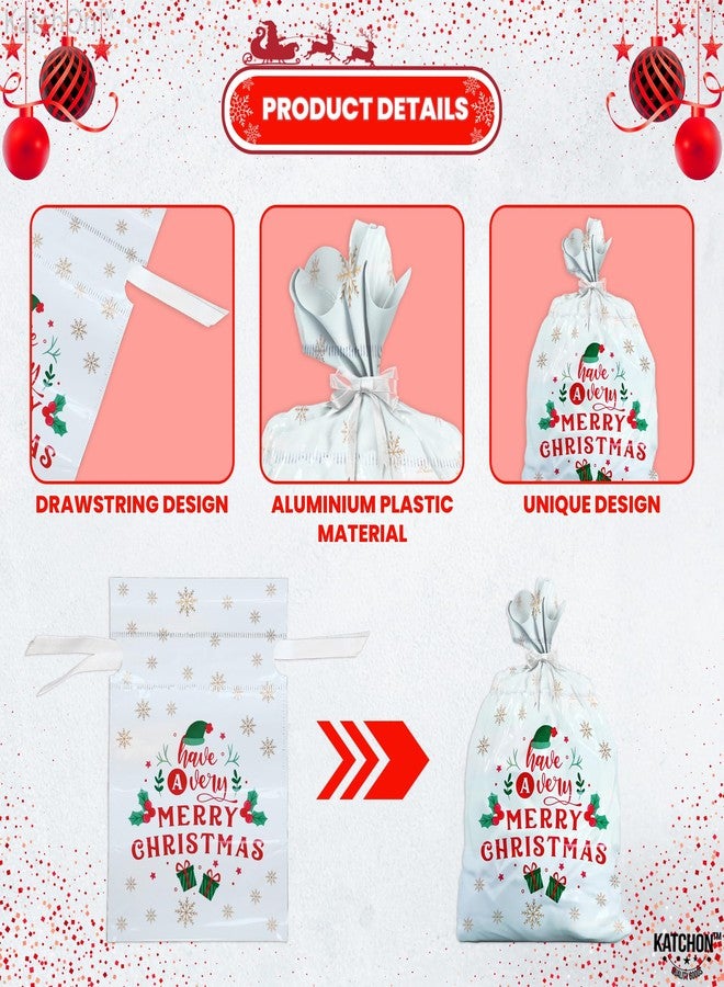 KatchOn, 30PCS Drawstring Christmas Bags Bulk - Assorted Sizes | Xmas Drawstring Gift Bags for Xmas Party Favors | Wrapping bags for Holiday Decorations, Christmas Decorations Indoor - Image 3